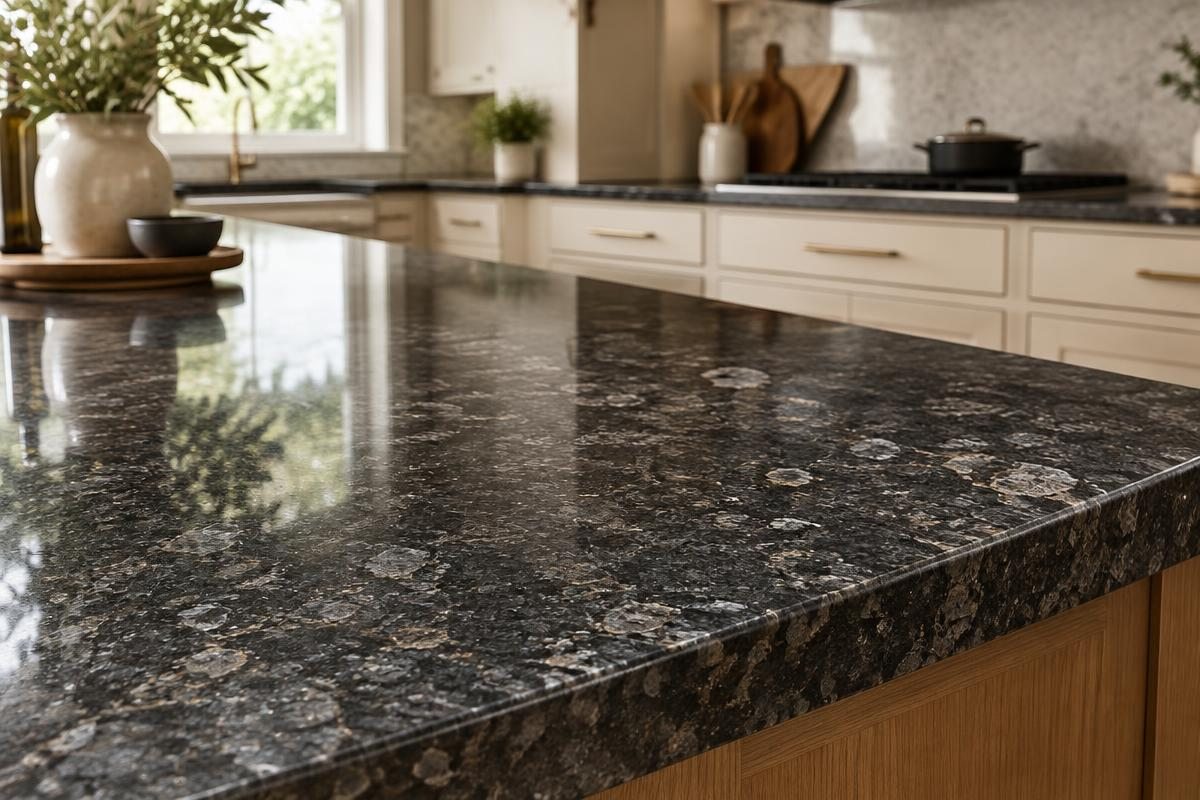 Granite countertop texture and polished edge